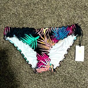 Shade & Shore Black Tropical Bikini Bottoms - Size S